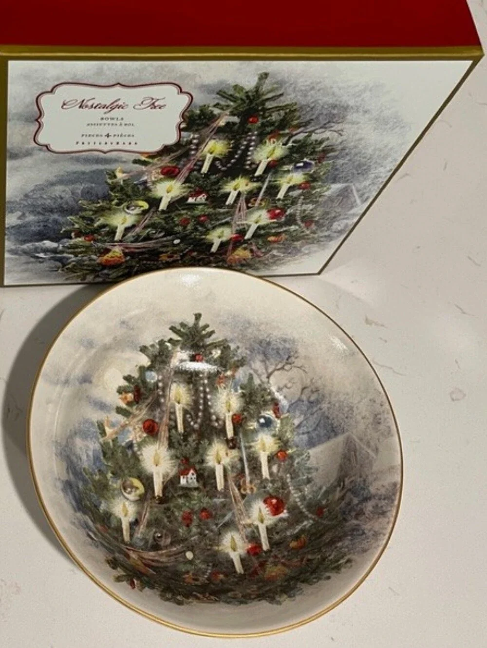 Pottery Barn Nostalgic Christmas Tree Bowls Set Of 4 In Box‎